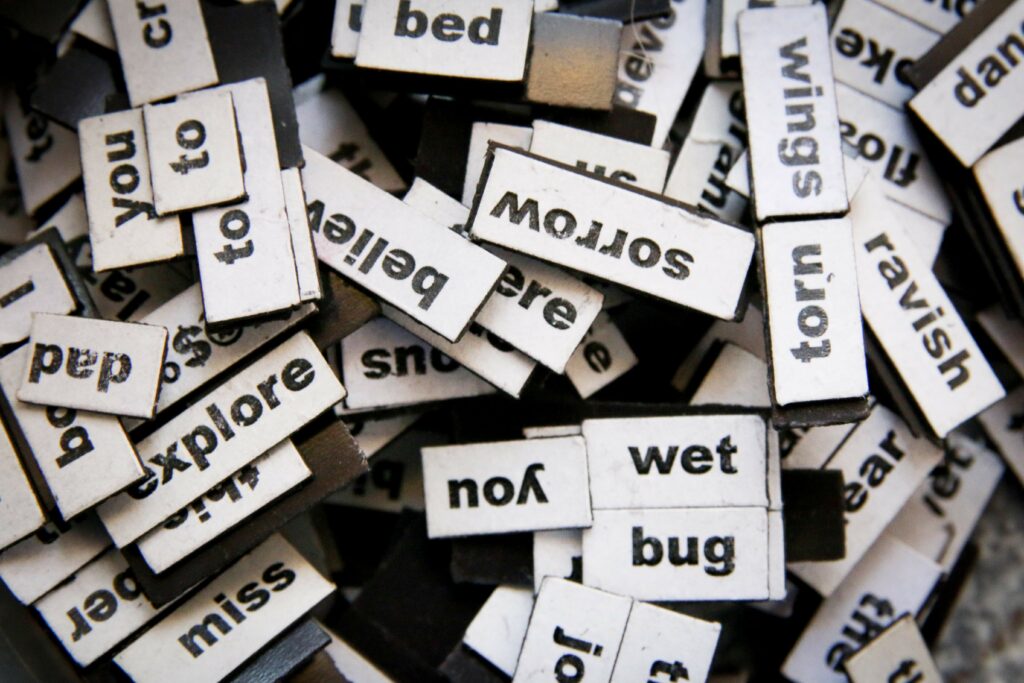 Stack of word tiles